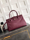 Chanel AS6056 Cerf Leather Exterior Medium Tote Bags Wine Red