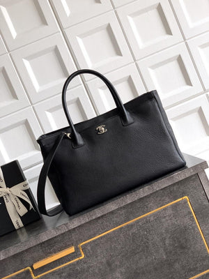 Chanel AS6056 Cerf Leather Exterior Medium Tote Bags Black Silver - Default Title - View 1