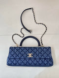 Chanel AS6091 Maxi Flap Bag with Top Handle Denim Blue & Gold-Tone Metal