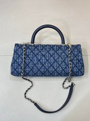 Chanel AS6091 Maxi Flap Bag with Top Handle Denim Blue & Gold-Tone Metal - Default Title - View 7