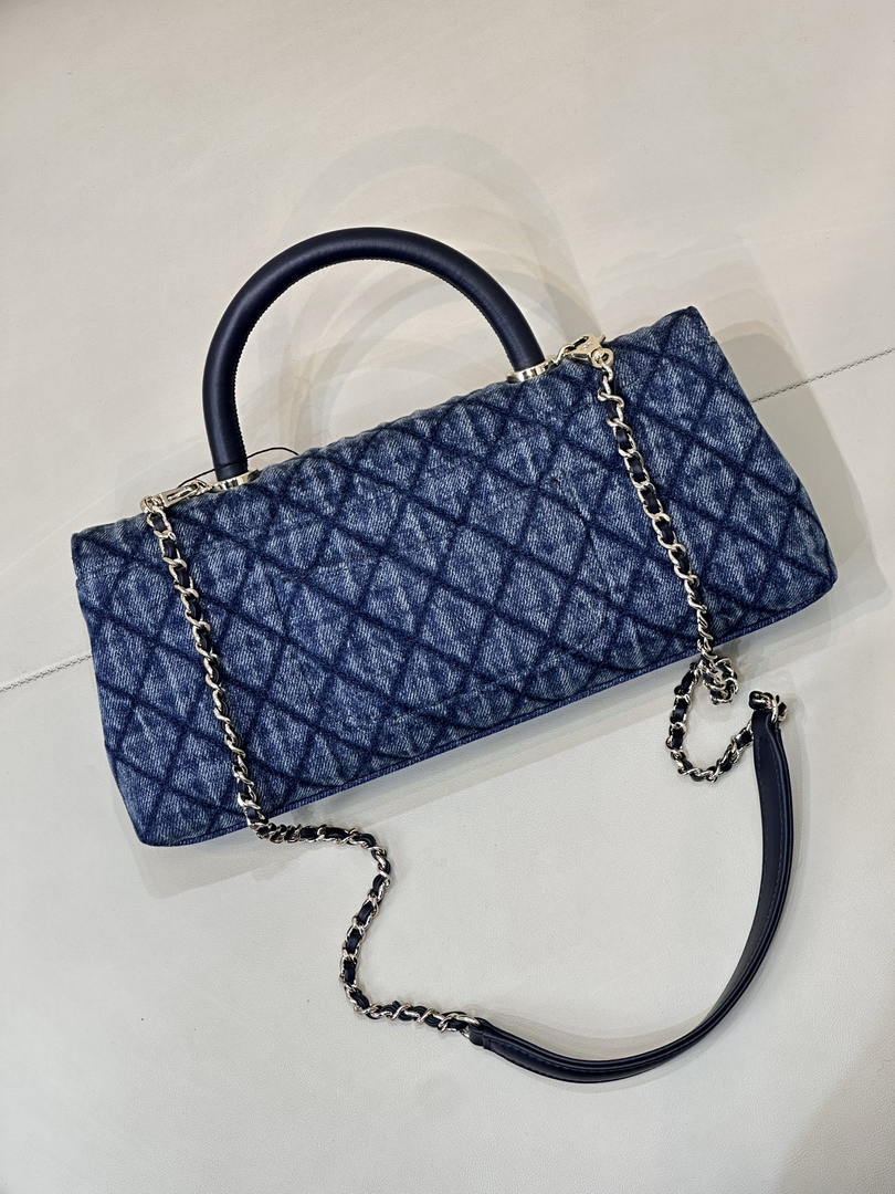 Chanel AS6091 Maxi Flap Bag with Top Handle Denim Blue & Gold-Tone Metal - Default Title - View 8