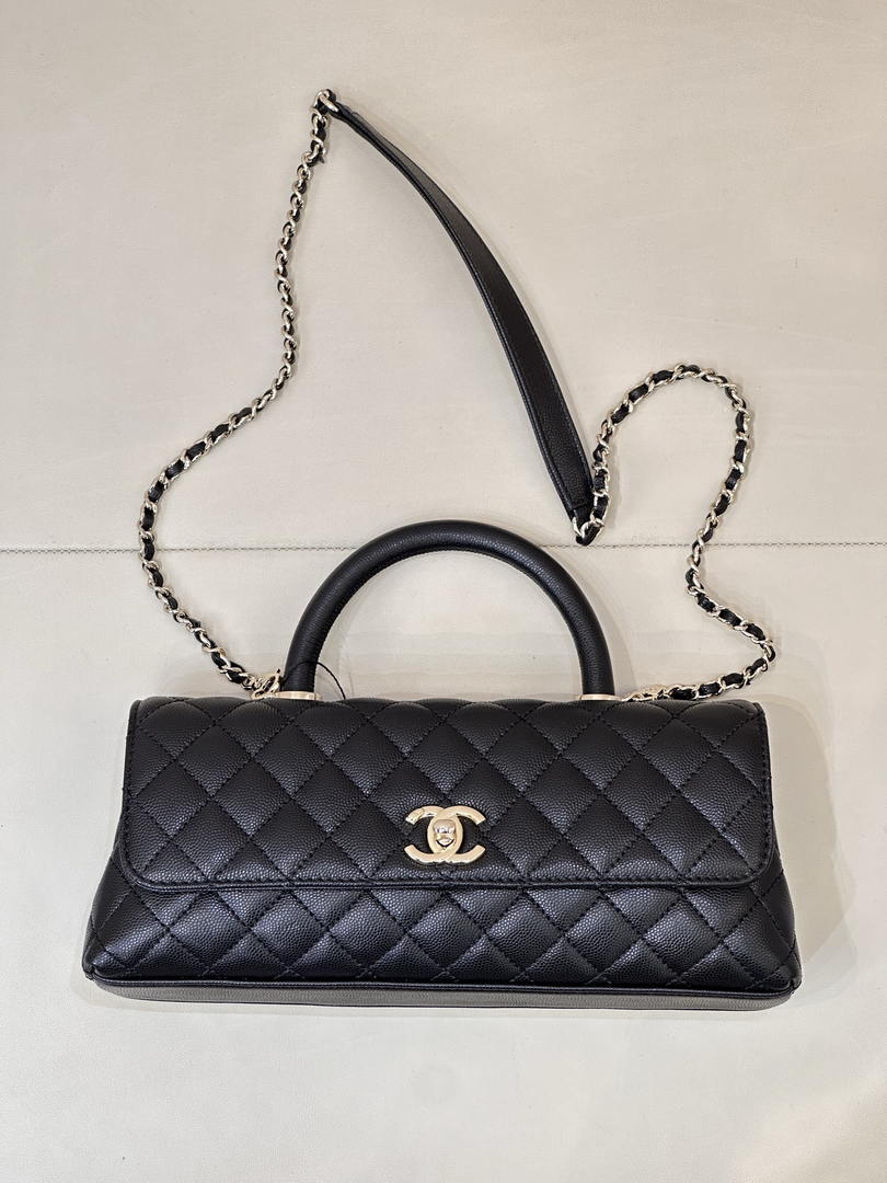 Chanel AS6091 Maxi Flap Bag with Top Handle Goatskin & Gold-Tone Metal Black