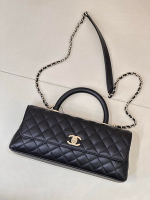 Chanel AS6091 Maxi Flap Bag with Top Handle Goatskin & Gold-Tone Metal Black - Default Title - View 2