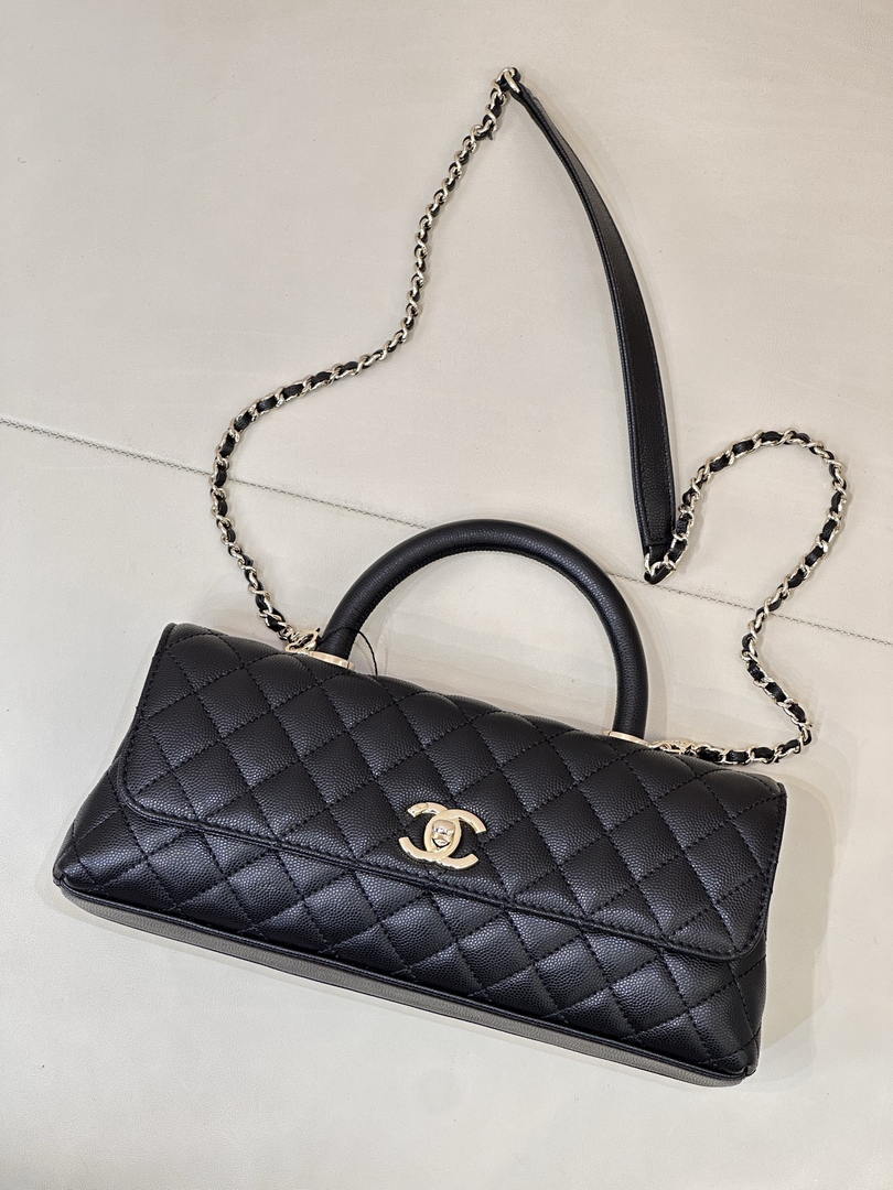 Chanel AS6091 Maxi Flap Bag with Top Handle Goatskin & Gold-Tone Metal Black