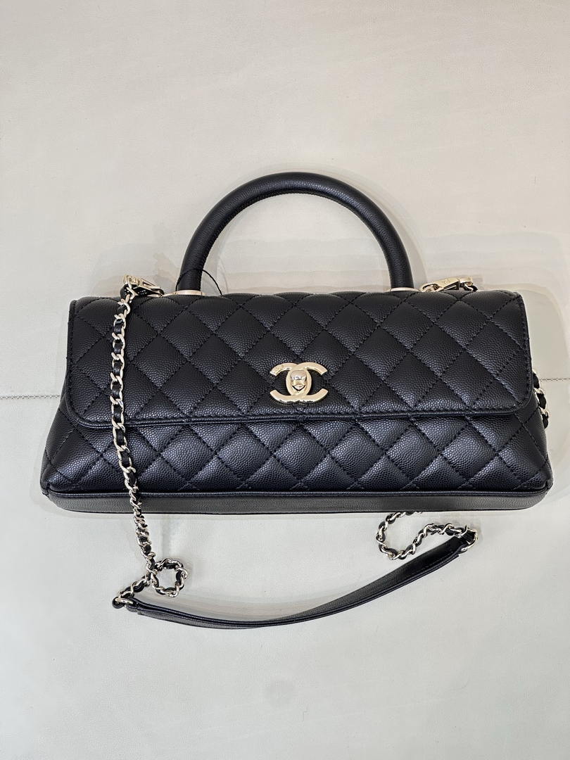 Chanel AS6091 Maxi Flap Bag with Top Handle Goatskin & Gold-Tone Metal Black