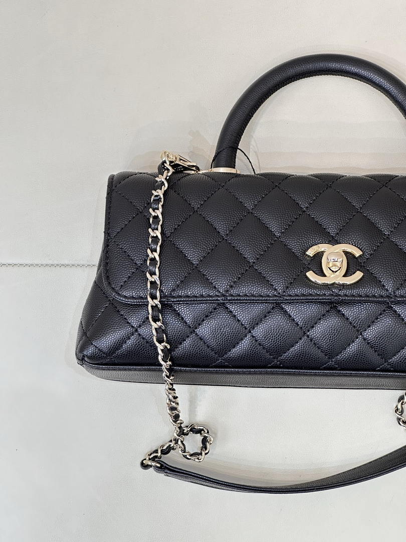 Chanel AS6091 Maxi Flap Bag with Top Handle Goatskin & Gold-Tone Metal Black - Default Title - View 4