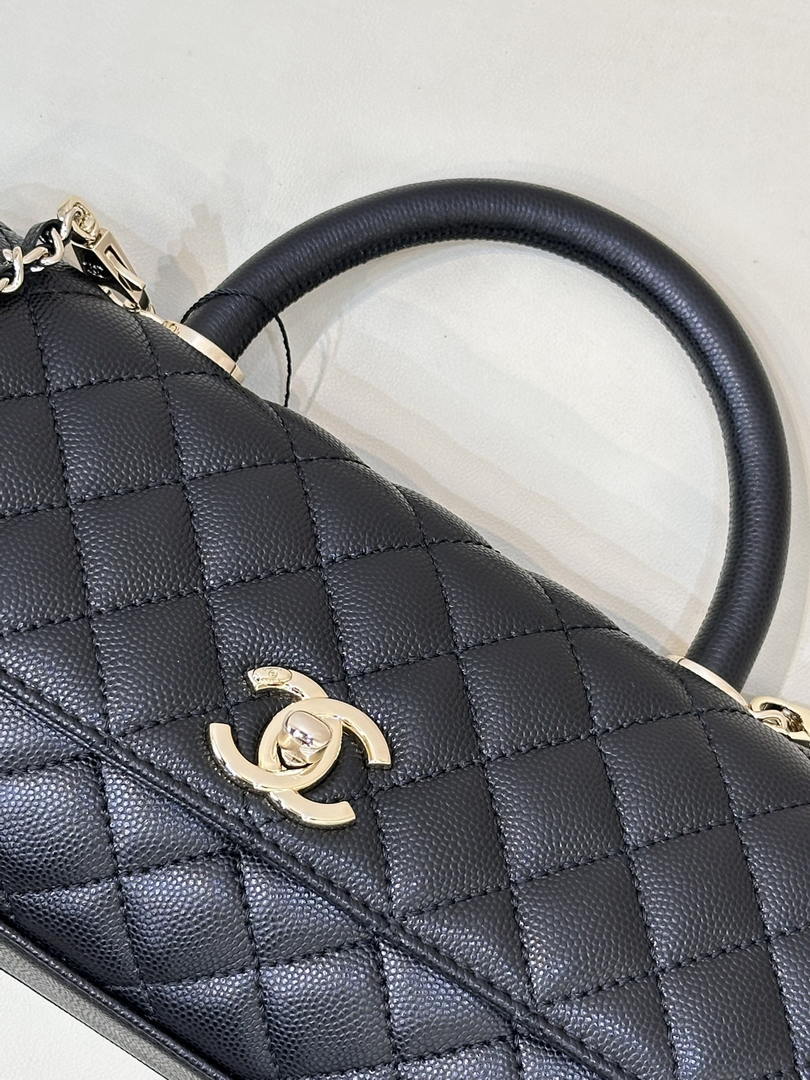 Chanel AS6091 Maxi Flap Bag with Top Handle Goatskin & Gold-Tone Metal Black - Default Title - View 5