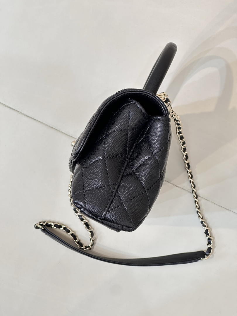 Chanel AS6091 Maxi Flap Bag with Top Handle Goatskin & Gold-Tone Metal Black