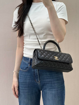 Chanel AS6091 Maxi Flap Bag with Top Handle Goatskin & Gold-Tone Metal Black - Default Title - View 10
