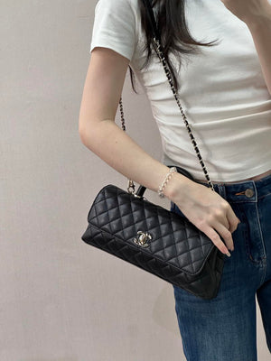 Chanel AS6091 Maxi Flap Bag with Top Handle Goatskin & Gold-Tone Metal Black - Default Title - View 13