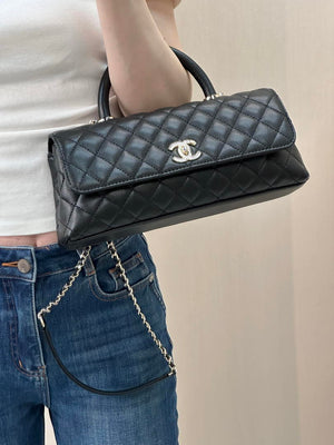 Chanel AS6091 Maxi Flap Bag with Top Handle Goatskin & Gold-Tone Metal Black - Default Title - View 15