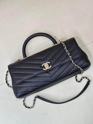 Chanel AS6091 Maxi Flap Bag with Top Handle Goatskin & Gold-Tone Metal Black V-shaped - Default Title - View 4