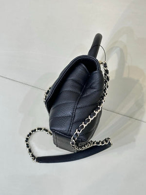 Chanel AS6091 Maxi Flap Bag with Top Handle Goatskin & Gold-Tone Metal Black V-shaped - Default Title - View 7
