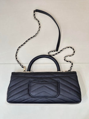 Chanel AS6091 Maxi Flap Bag with Top Handle Goatskin & Gold-Tone Metal Black V-shaped - Default Title - View 9