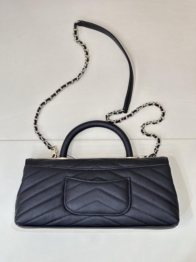 Chanel AS6091 Maxi Flap Bag with Top Handle Goatskin & Gold-Tone Metal Black V-shaped - Default Title - View 9