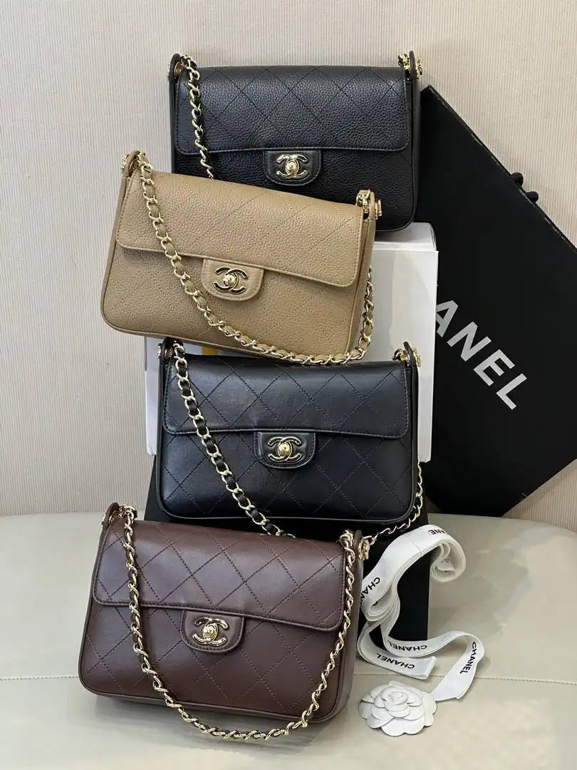 Chanel AS6625 Small Flap Bag Grained Shiny Calfskin Black