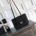Chanel AS6130 Small Flap Bag Grained Shiny Calfskin & Gold-Tone Metal Black