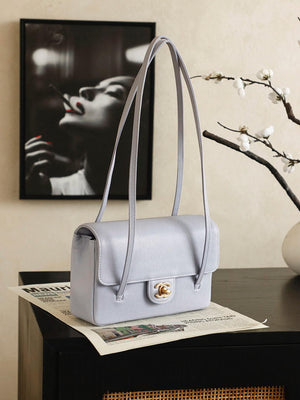 Chanel AS6130 Small Flap Bag Grained Shiny Calfskin & Gold-Tone Metal Light Purple - Default Title - View 2