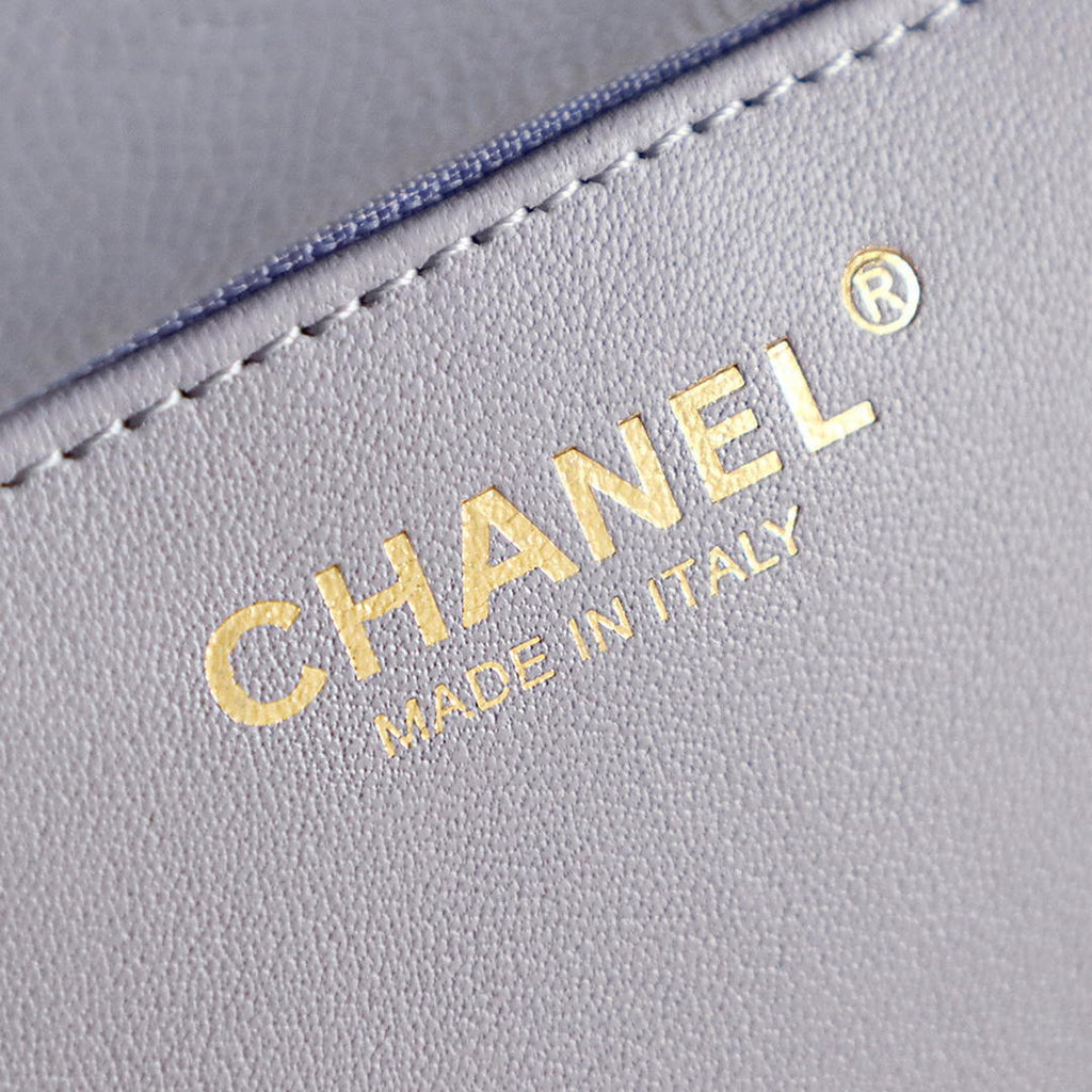 Chanel AS6130 Small Flap Bag Grained Shiny Calfskin & Gold-Tone Metal Light Purple