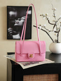 Chanel AS6130 Small Flap Bag Grained Shiny Calfskin & Gold-Tone Metal Hot Pink