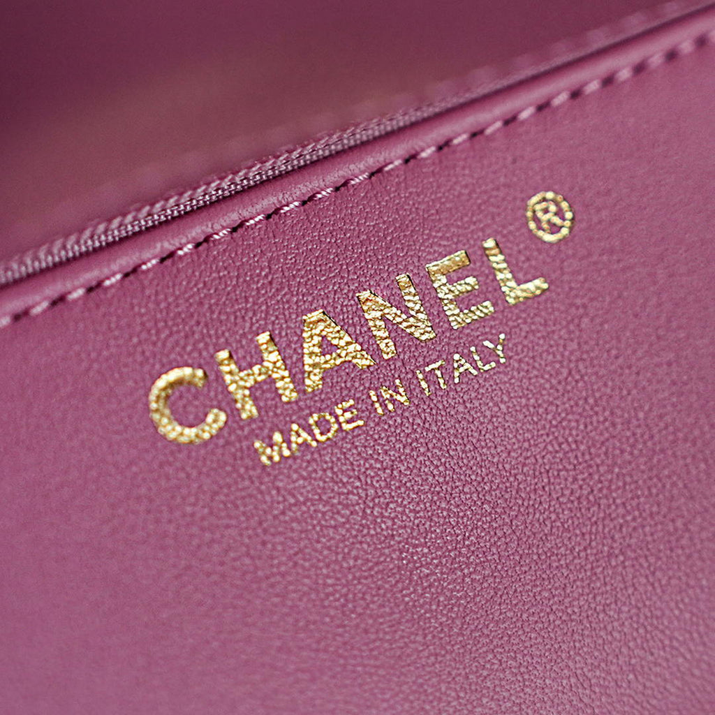 Chanel AS6130 Small Flap Bag Grained Shiny Calfskin & Gold-Tone Metal Hot Pink