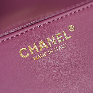 Chanel AS6130 Small Flap Bag Grained Shiny Calfskin & Gold-Tone Metal Hot Pink - Default Title - View 9