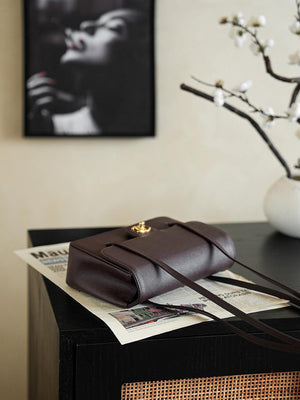 Chanel AS6130 Small Flap Bag Grained Shiny Calfskin & Gold-Tone Metal Dark Brown - Default Title - View 6