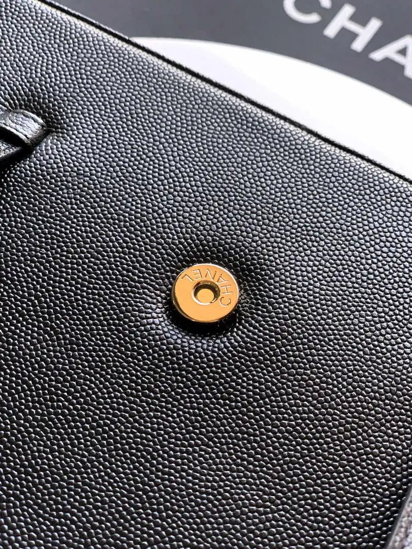 Chanel AS6130 Small Flap Bag Grained Shiny Calfskin & Gold-Tone Metal Black