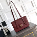 Chanel AS6130 Small Flap Bag Grained Shiny Calfskin & Gold-Tone Metal Wine Red