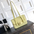 Chanel AS6130 Small Flap Bag Grained Shiny Calfskin & Gold-Tone Metal Light Yellow