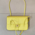 Chanel AS6130 Small Flap Bag Grained Shiny Calfskin & Gold-Tone Metal Yellow
