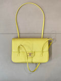 Chanel AS6130 Small Flap Bag Grained Shiny Calfskin & Gold-Tone Metal Yellow
