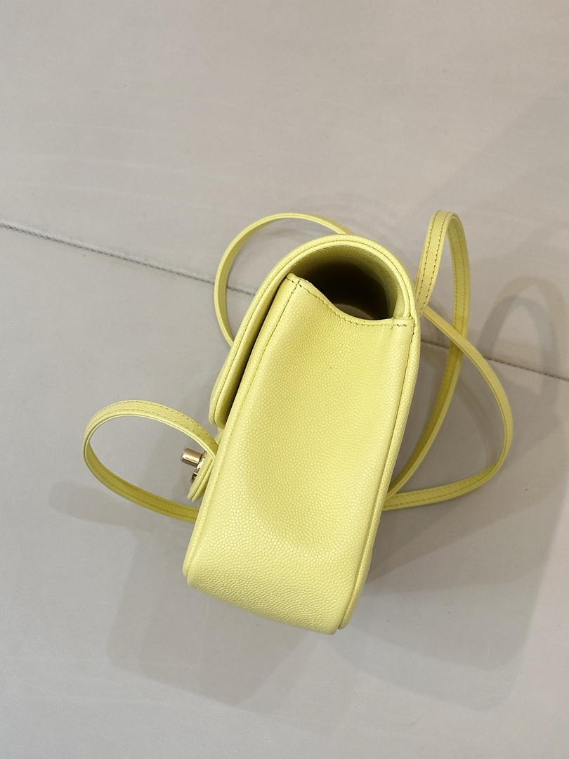 Chanel AS6130 Small Flap Bag Grained Shiny Calfskin & Gold-Tone Metal Yellow