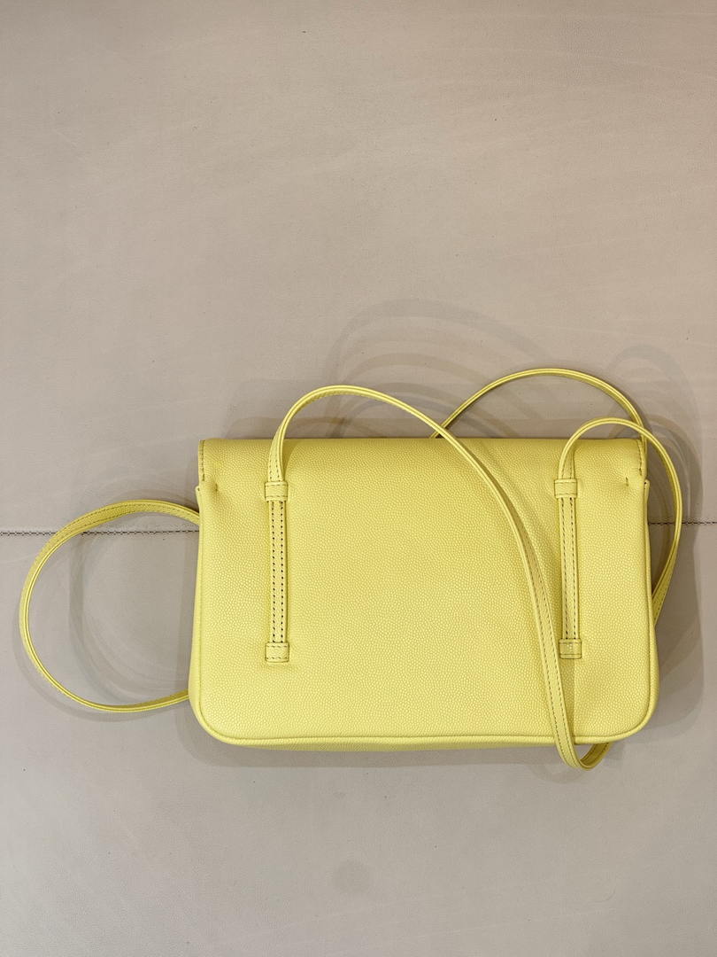Chanel AS6130 Small Flap Bag Grained Shiny Calfskin & Gold-Tone Metal Yellow