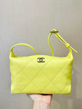 Chanel AS6138 Hobo Handbag Shiny Lambskin & Gold-Tone Metal Yellow