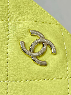 Chanel AS6138 Hobo Handbag Shiny Lambskin & Gold-Tone Metal Yellow - Default Title - View 3