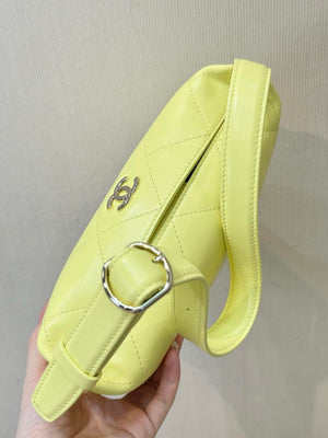 Chanel AS6138 Hobo Handbag Shiny Lambskin & Gold-Tone Metal Yellow - Default Title - View 4