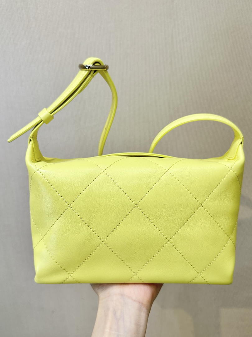 Chanel AS6138 Hobo Handbag Shiny Lambskin & Gold-Tone Metal Yellow - Default Title - View 6