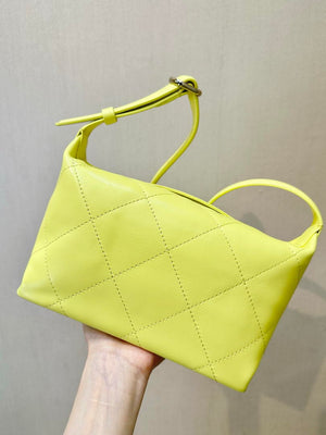 Chanel AS6138 Hobo Handbag Shiny Lambskin & Gold-Tone Metal Yellow - Default Title - View 7