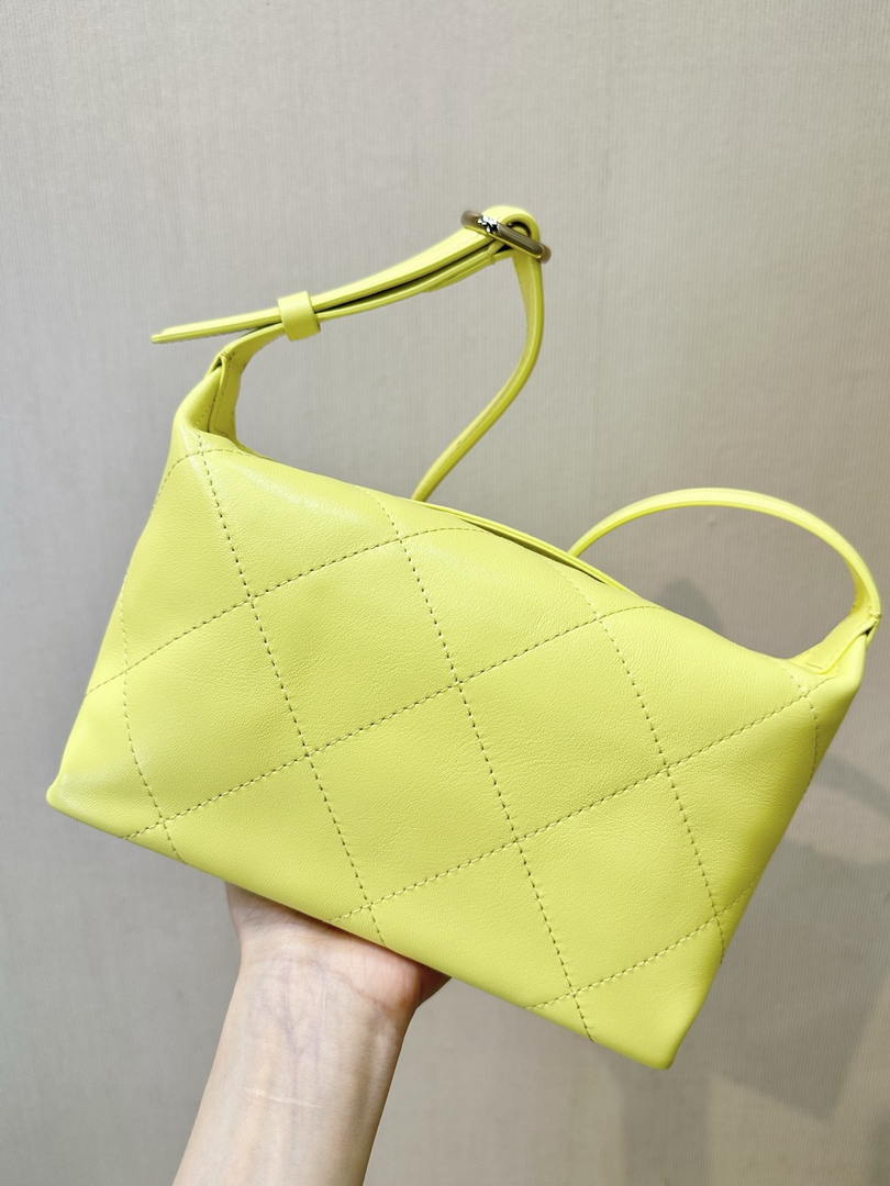 Chanel AS6138 Hobo Handbag Shiny Lambskin & Gold-Tone Metal Yellow