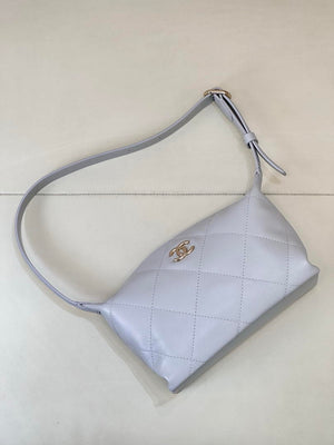 Chanel AS6138 Hobo Handbag Shiny Lambskin & Gold-Tone Metal Light Purple - Default Title - View 2