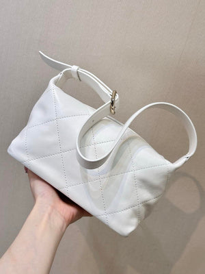 Chanel AS6138 Hobo Handbag Shiny Lambskin & Gold-Tone Metal White - Default Title - View 10