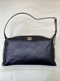 Chanel AS6139 Large Hobo Handbag Shiny Lambskin & Gold-Tone Metal Black