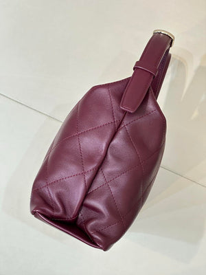 Chanel AS6139 Large Hobo Handbag Shiny Lambskin & Gold-Tone Metal Red - Default Title - View 5