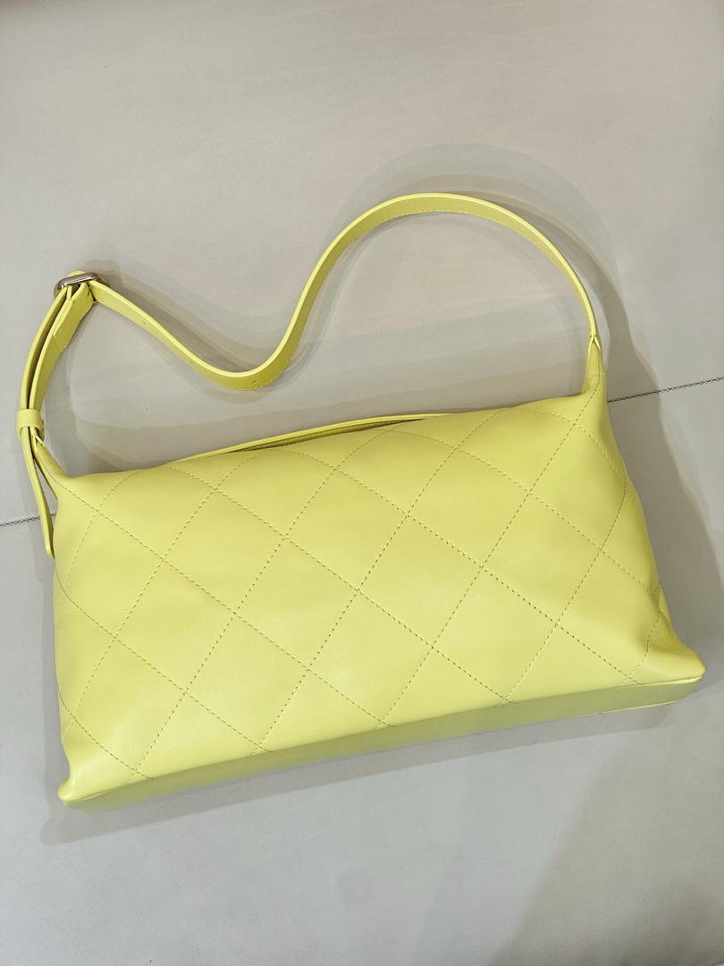 Chanel AS6139 Large Hobo Handbag Shiny Lambskin & Gold-Tone Metal Yellow - Default Title - View 7
