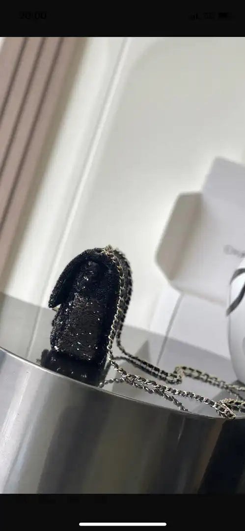 Chanel As6171 20CM Mini Flap Bag 25B Black Sequin