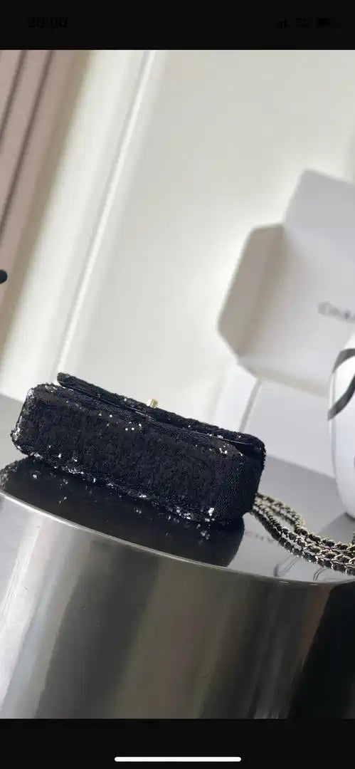 Chanel As6171 20CM Mini Flap Bag 25B Black Sequin