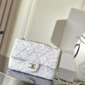 Chanel As6171 20CM Mini Flap Bag 25B White Sequin