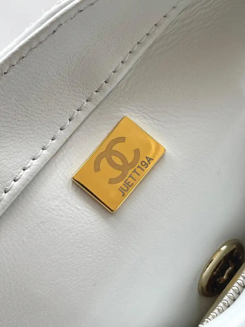 Chanel As6171 20CM Mini Flap Bag 25B White Sequin