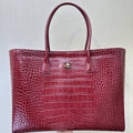 Chanel AS6239 Cerf Leather Exterior Large Tote Bags Crocodile pattern Wine Red